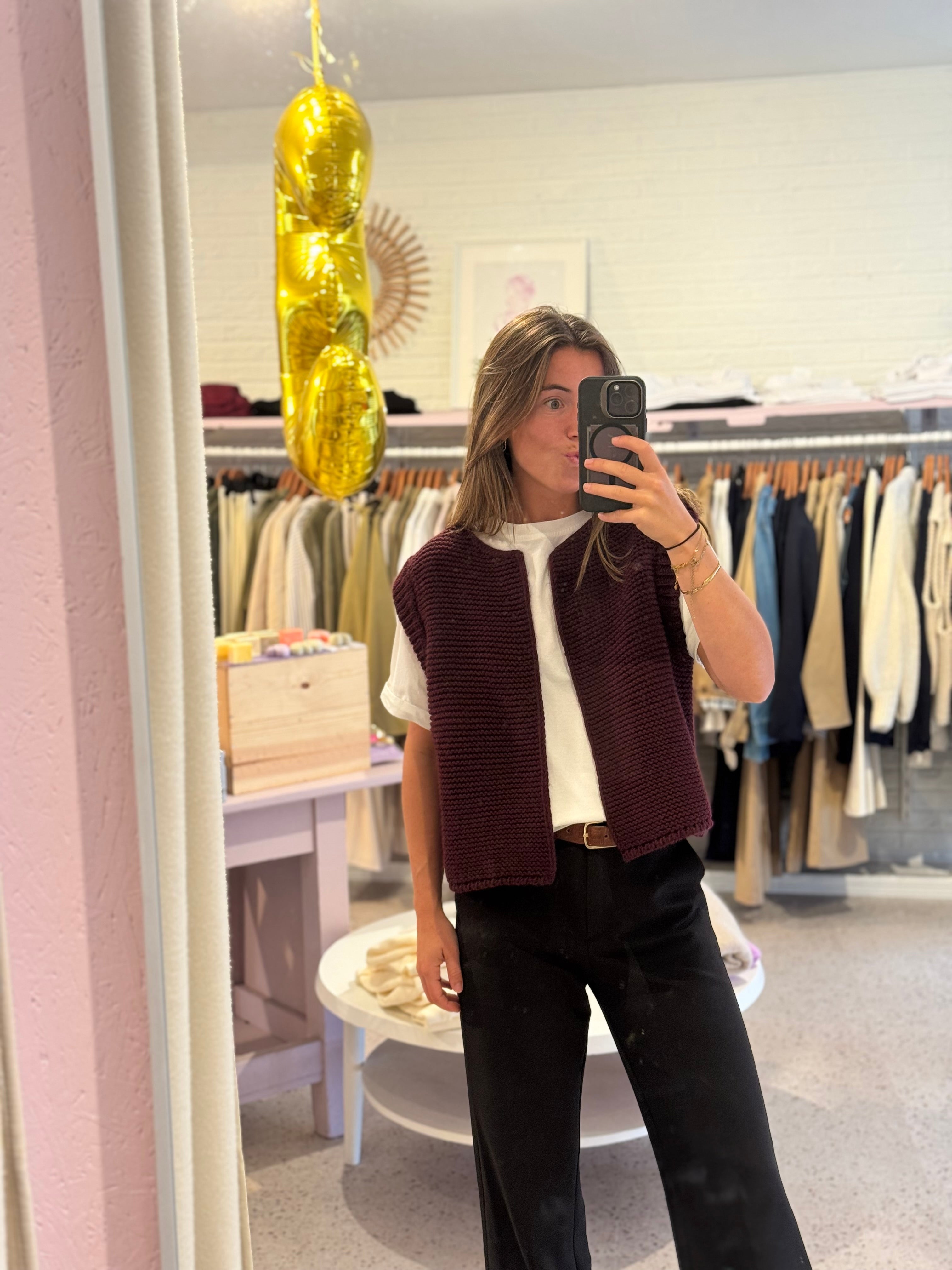 Jean burgundy gilet