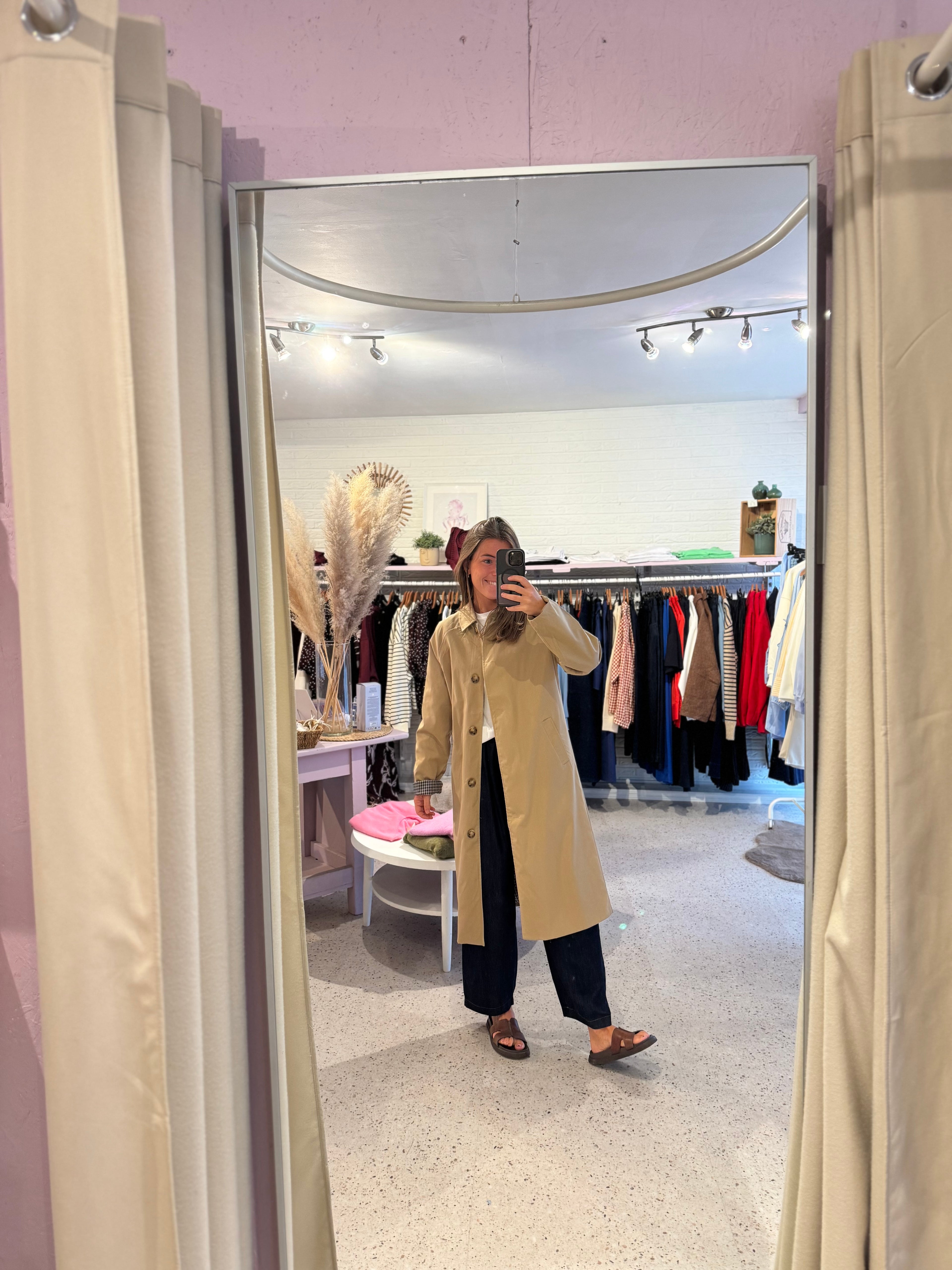 Beige long trench
