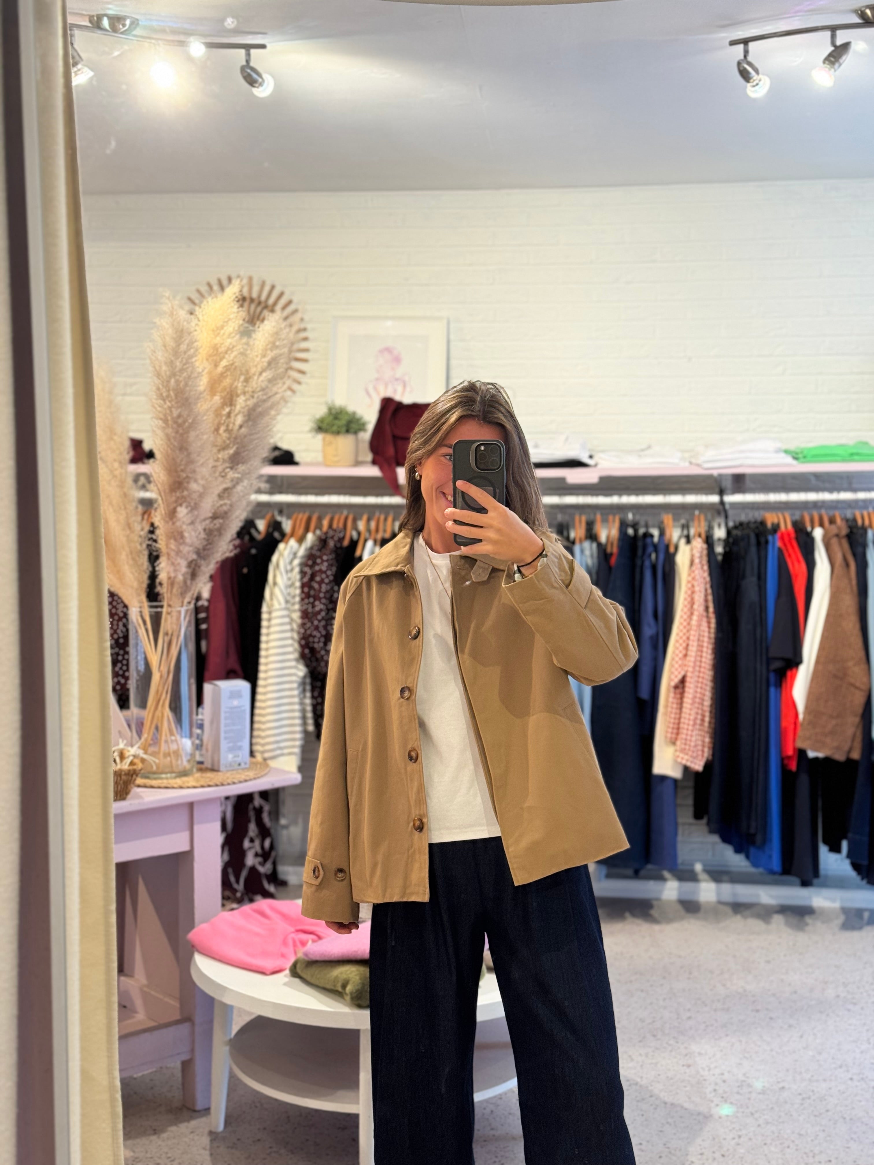 Beige mini trench