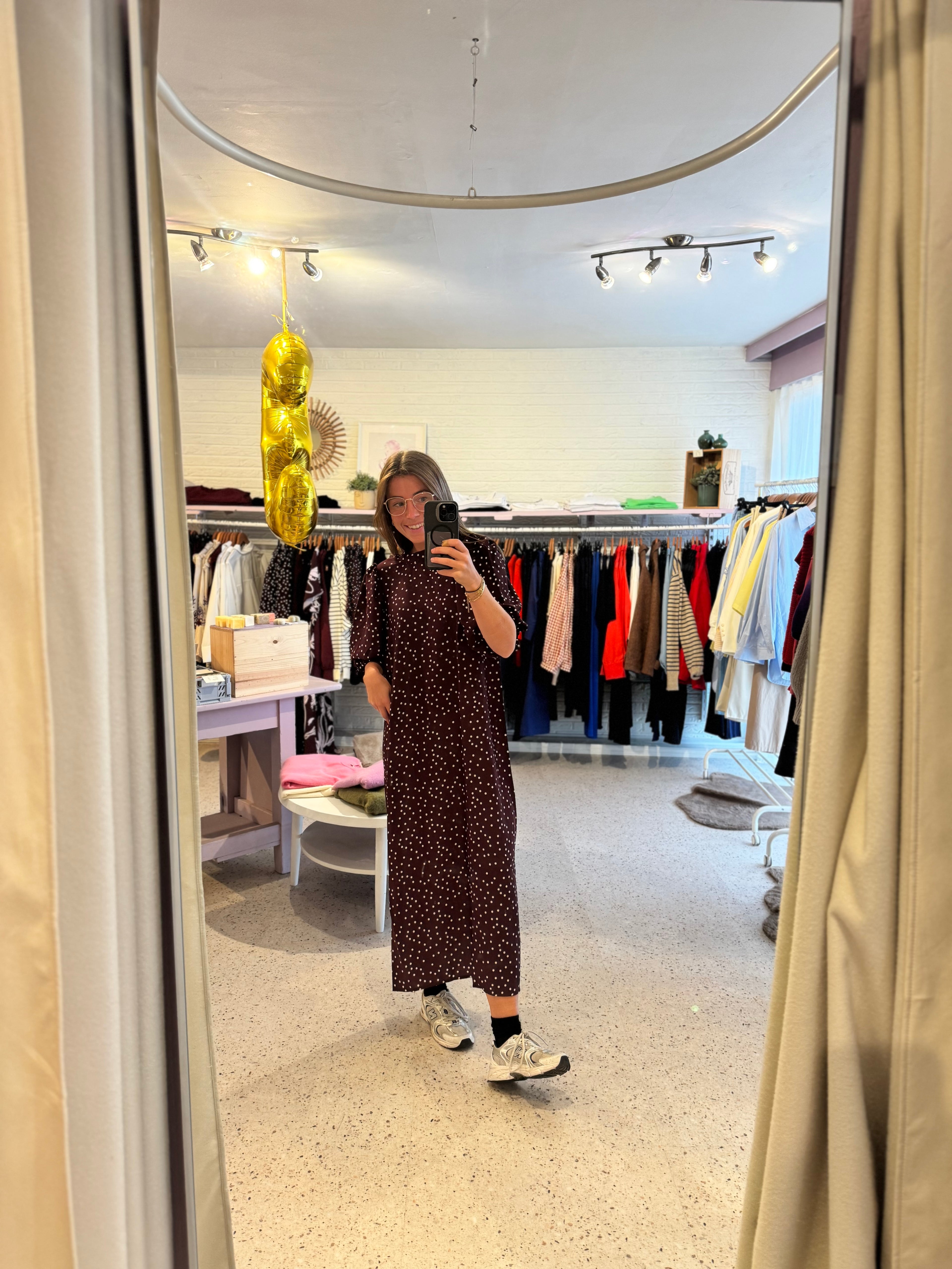 Burgundy dot dress