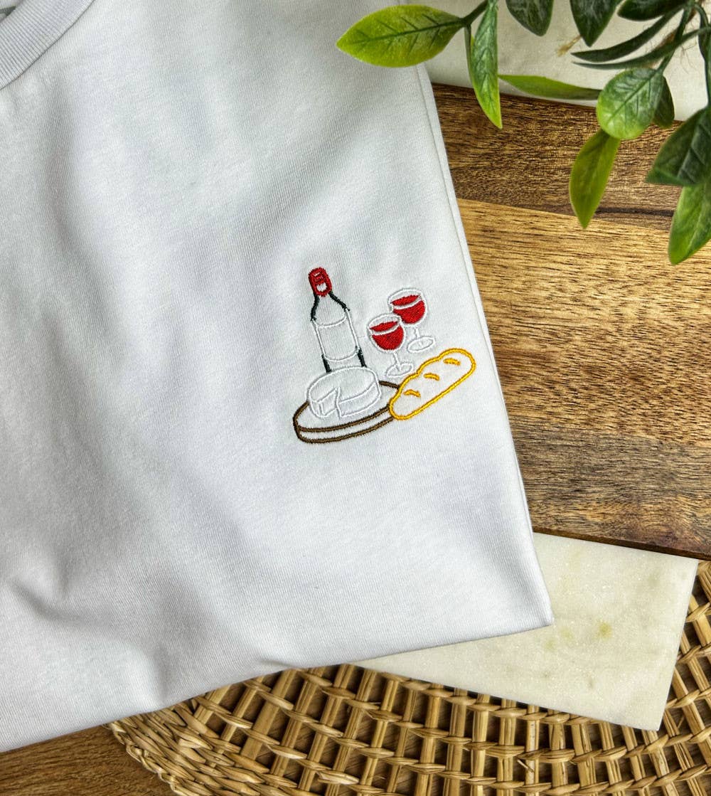Geborduurd T-shirt met borrelplank