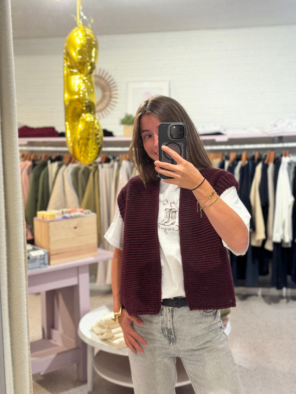 Jean burgundy gilet