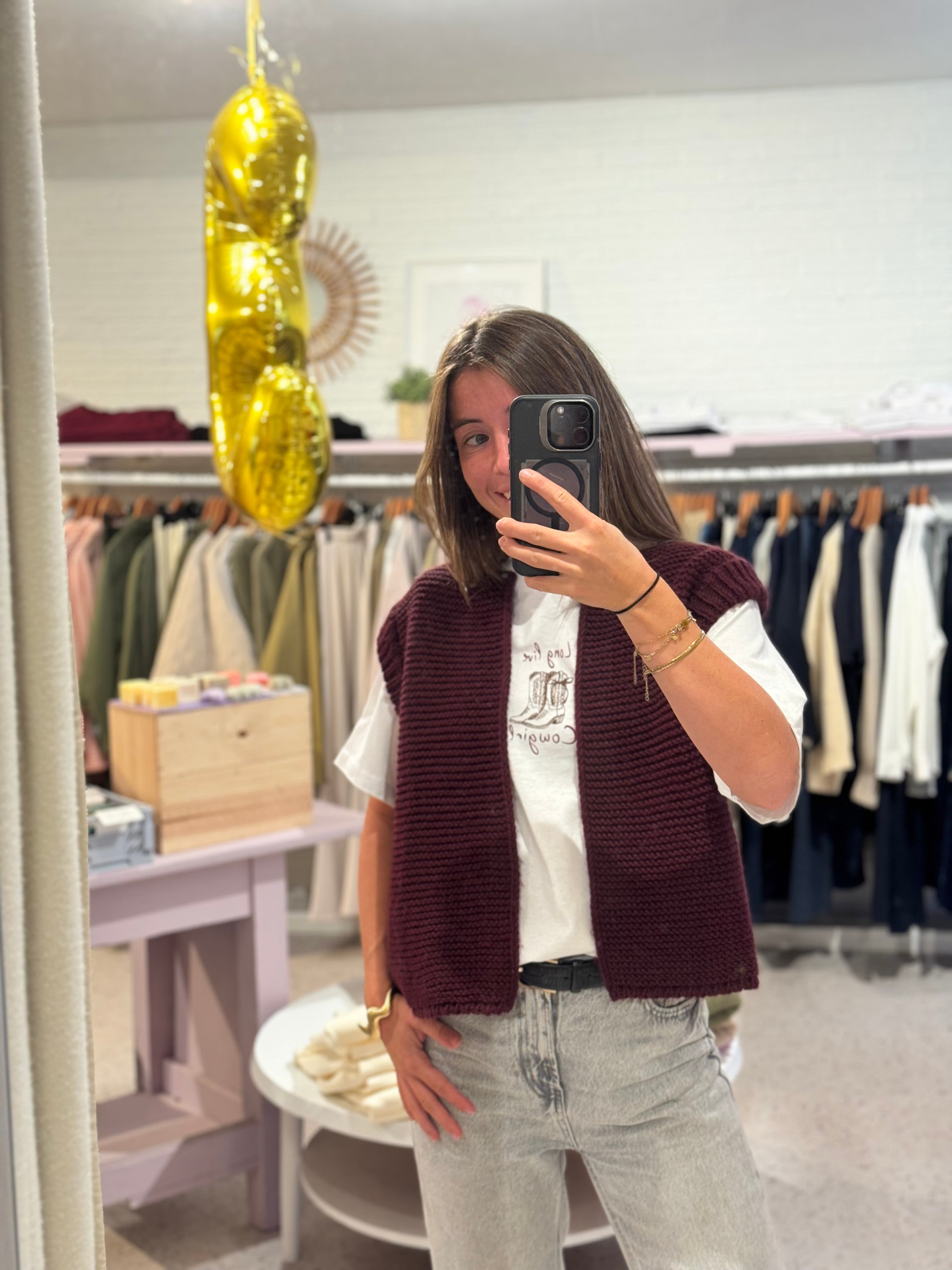 Jean burgundy gilet