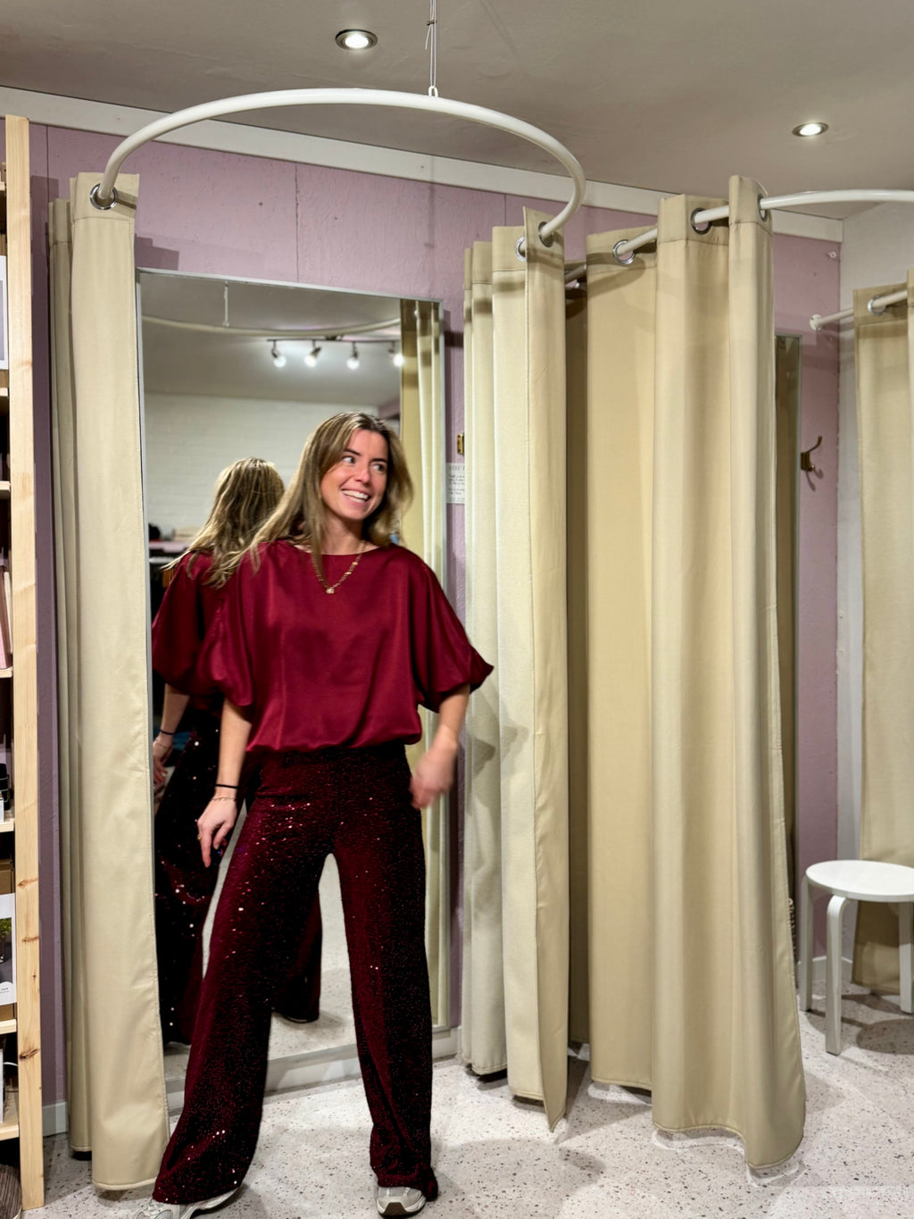 Glitter pants bordeaux