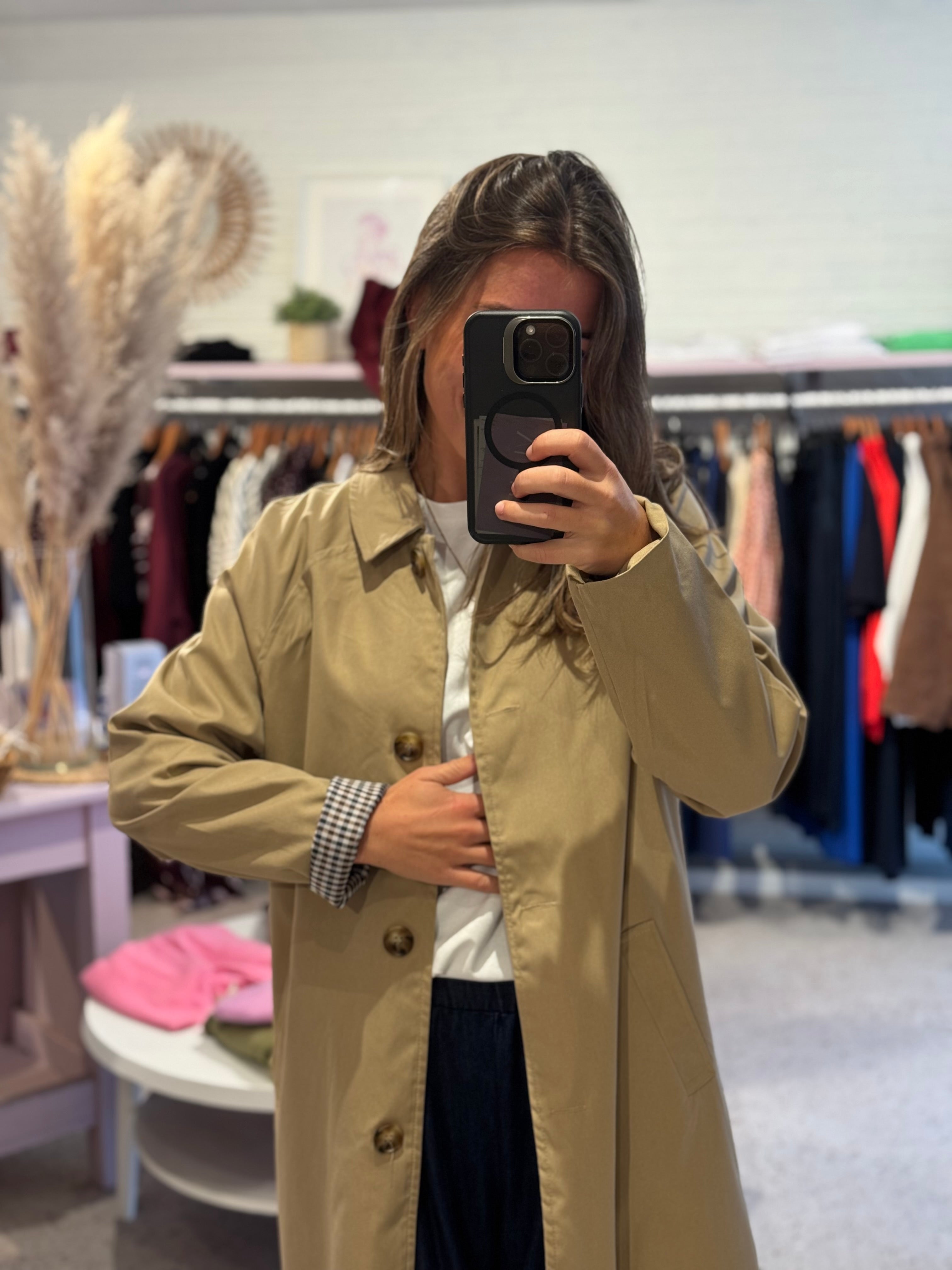 Beige long trench