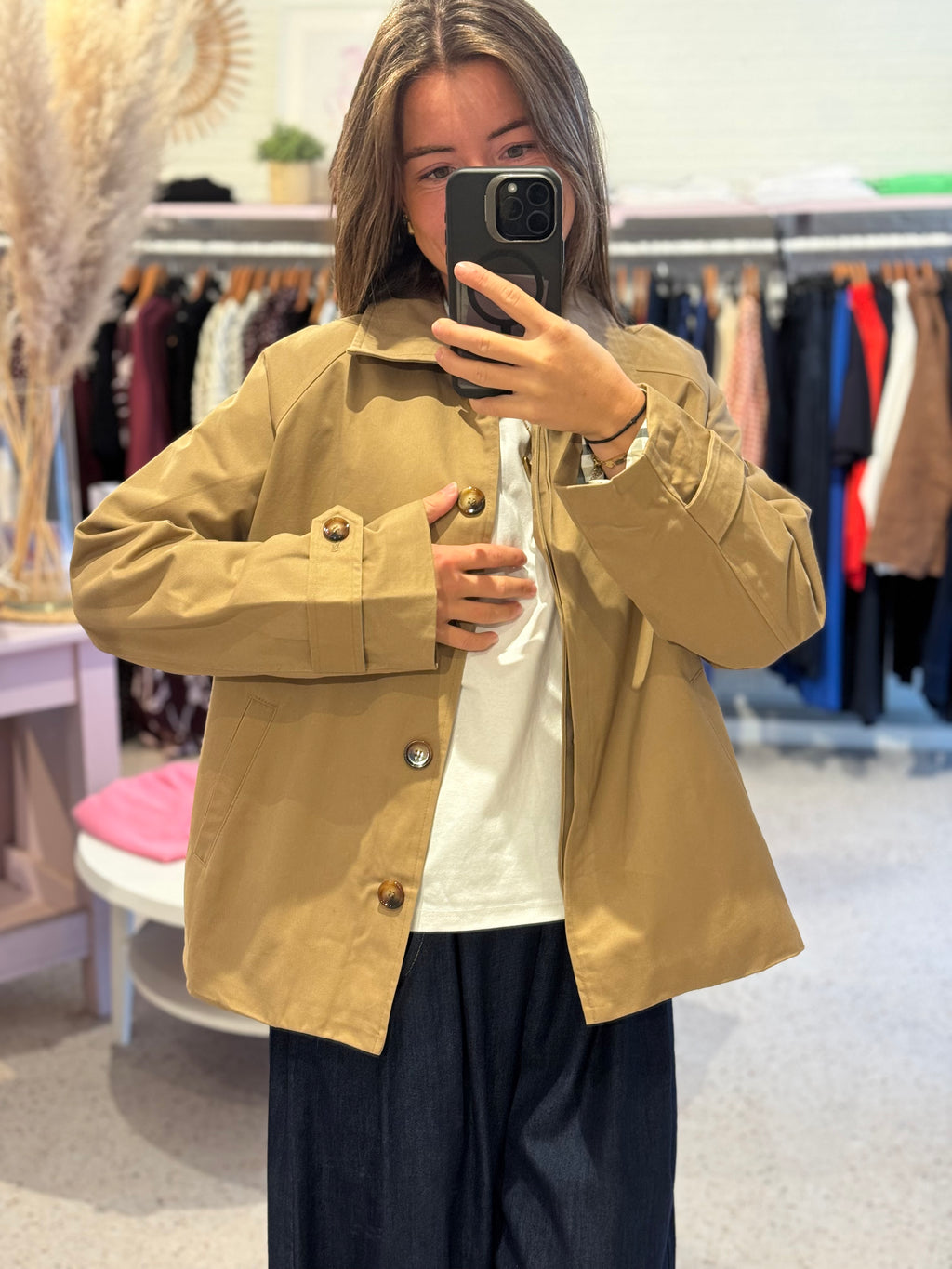 Beige mini trench
