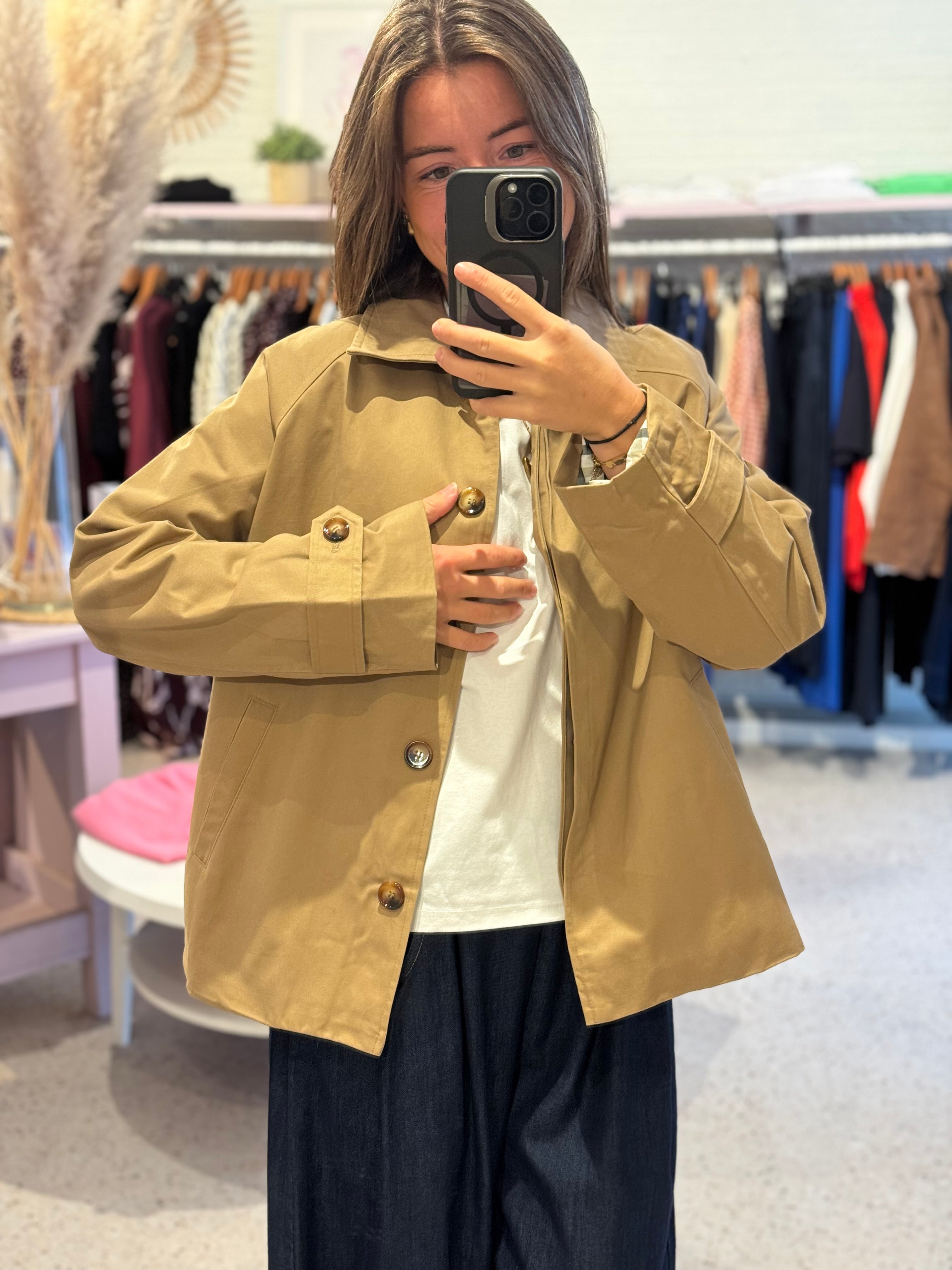 Beige mini trench