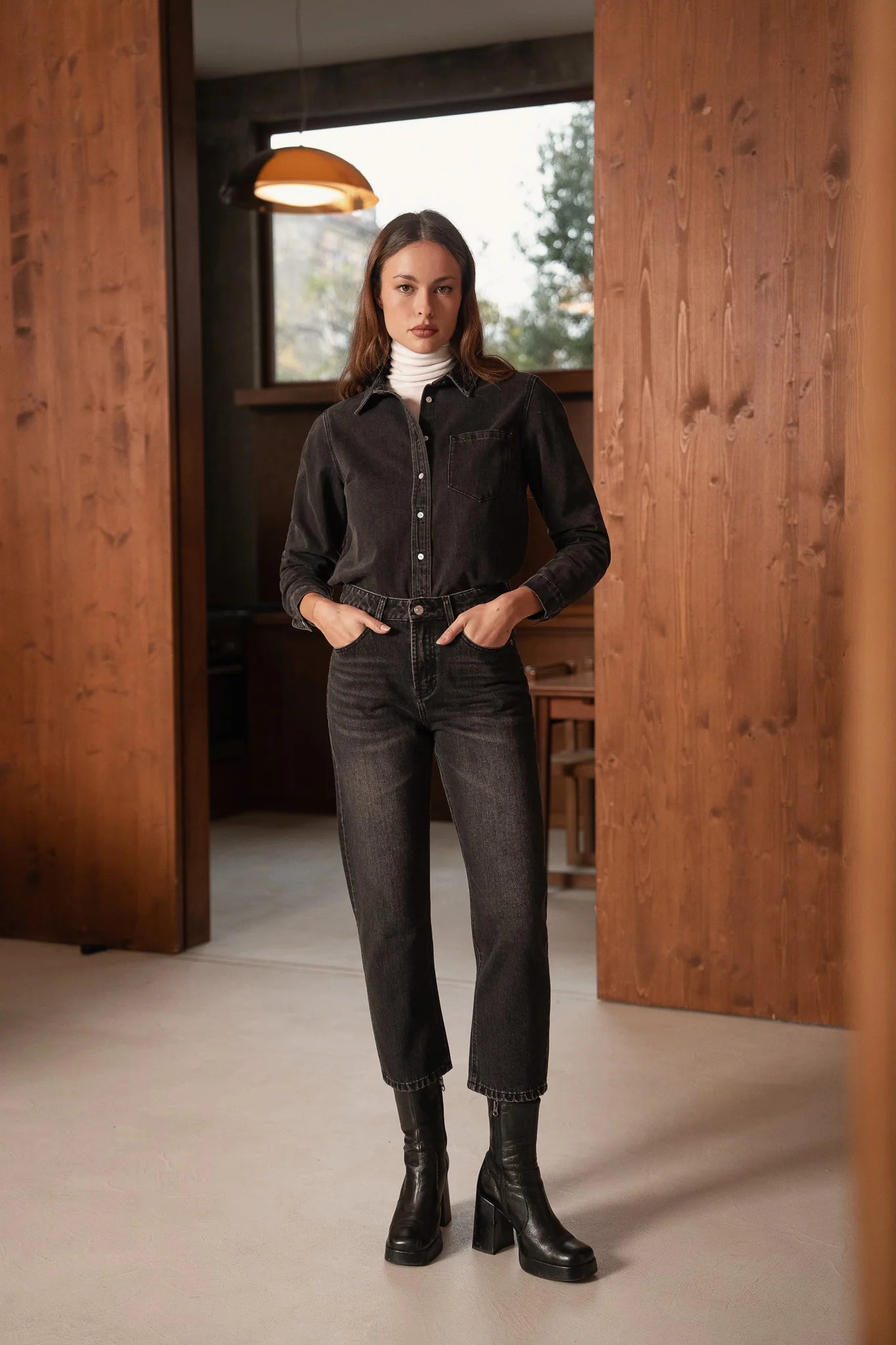 Jeans - mid waist boyfriend (dark grey)