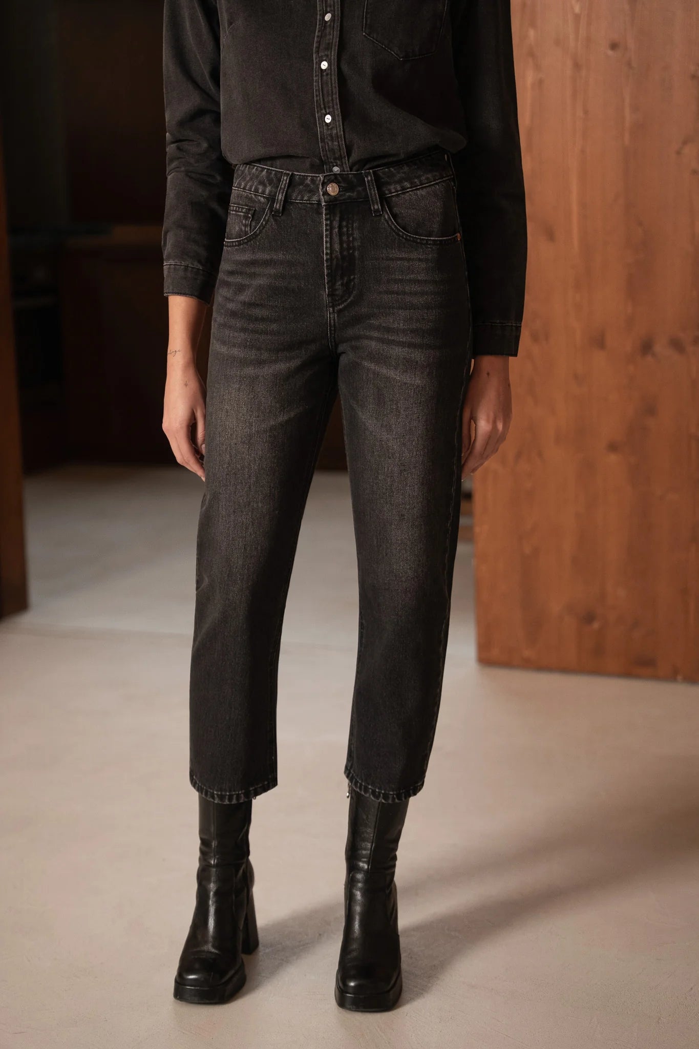 Jeans - mid waist boyfriend (dark grey)